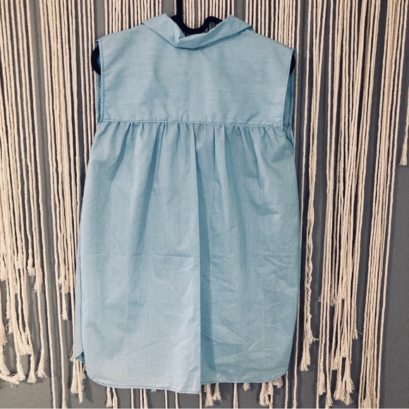 Light Blue Handmade Women's Sleeveless Renaissance Tunic V Neck Tie Up Loose - Picture 5 of 13